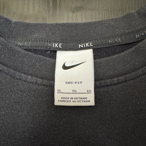 Nike Center Swoosh Sweatshirt Women's XL Black Dri-FIT One French Terry Crewneck - Picture 2 of 10